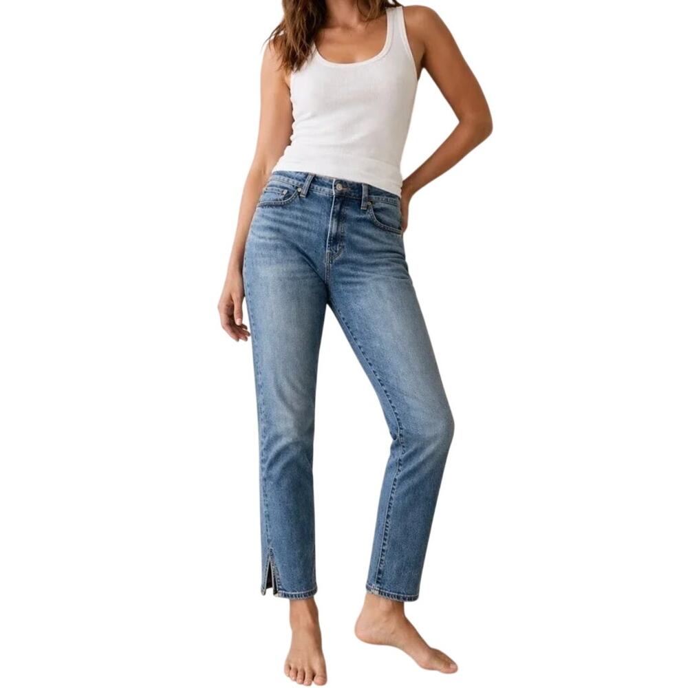 Old Navy Womens OG Straight High Rise Side Slit Ankle Jeans‎ Blue 8 Denim Pants